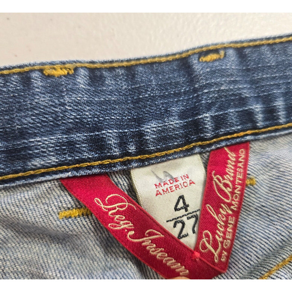 Lucky Brand Jeans Women's 4 / 27 Blue Medium Wash Fade Slight Distressed Bootcut - Picture 3 of 16